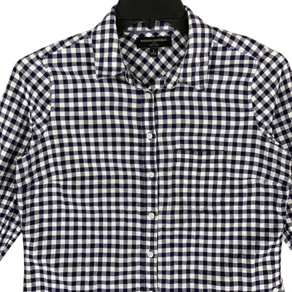 Banana Republic Plaid Shirt Womens Small Soft Wash Button Down Business Casual